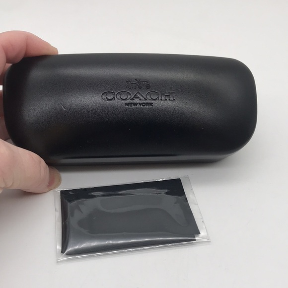 Coach Accessories - Coach Black Hard Clamshell Eyeglasses Case w/ Black Logo Stamped Cleaning Cloth